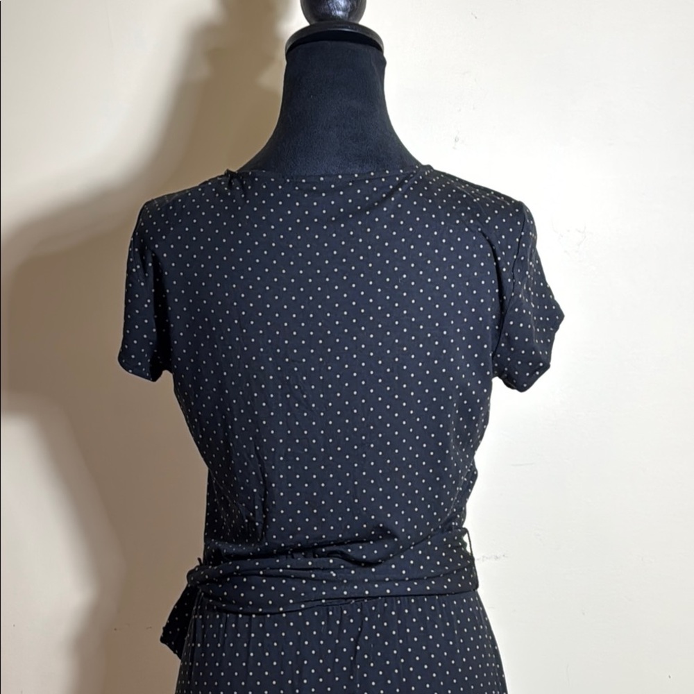 New York & Company Dress Black Polka Dot Faux Wrap Midi in Size M NWT - Picture 8 of 11